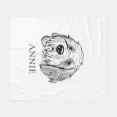 ゴールデンドルドッグパーソナライズされたスケッチ フリースブランケット (正面(横))