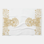 ゴールデンドルドッグパーソナライズされたハンドスケッチ キッチンタオル (横)