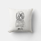 ゴールデンドルドッグパーソナライズされたハンドスケッチ クッション (正面)