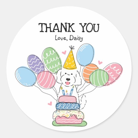 ゴールデンドルドッグ誕生日パーティーメッセージカードシール ラウンドシール (正面)