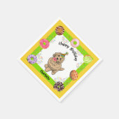 ゴールデンドルバースデーパーティナプキンドーナツ スタンダードカクテルナプキン (角)