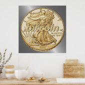 ゴールデンドルビットコイン暗号通貨おもしろいHODL ポスター (キッチン)