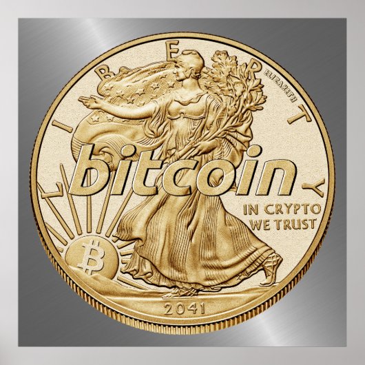 ゴールデンドルビットコイン暗号通貨おもしろいHODL ポスター (正面)