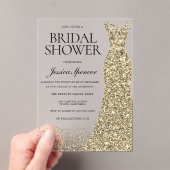 ゴールデンドレスエレガンスブライダルシャワー アクリル招待状 (インサイチュ (ポータブル))