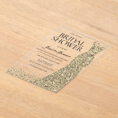 ゴールデンドレスエレガンスブライダルシャワー アクリル招待状 (レイダウン)