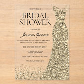 ゴールデンドレスエレガンスブライダルシャワー アクリル招待状 (正面)