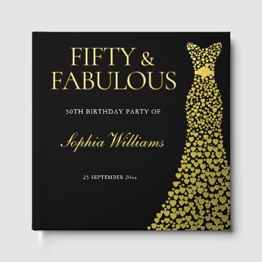 ゴールデンドレスフィフティ&ファブラス50th誕生日パーティー ゲストブック (正面)