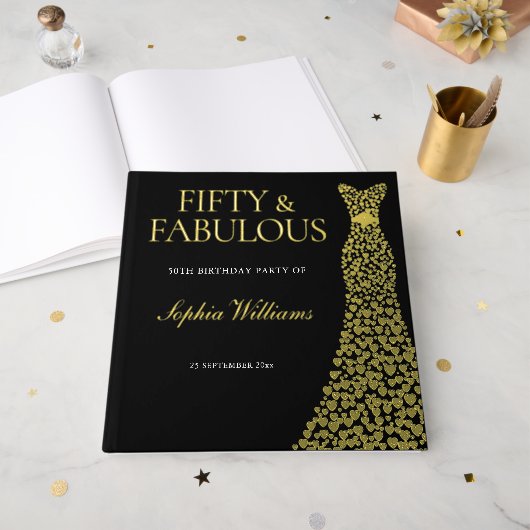 ゴールデンドレスフィフティ&ファブラス50th誕生日パーティー ゲストブック (正面見開き)