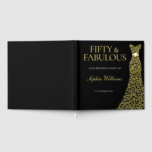 ゴールデンドレスフィフティ&ファブラス50th誕生日パーティー ゲストブック (全面)