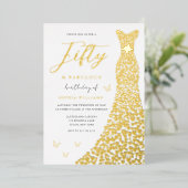 ゴールデンドレスフィフティ&ファブラス50th誕生日パーティー 箔招待状 (立ち正面)