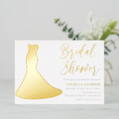 ゴールデンドレスフォイルシルエットブライダルシャワー金ゴールド 箔招待状 (立ち正面)