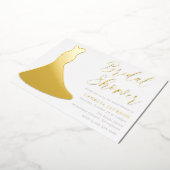 ゴールデンドレスフォイルシルエットブライダルシャワー金ゴールド 箔招待状 (回転した状態)
