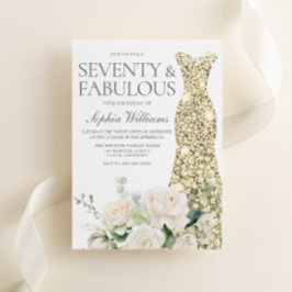 ゴールデンドレスホワイトローズ70thバースデーパーティー 招待状