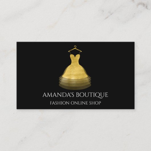 ゴールデンドレスロゴファッションブティックイベントプランナー 名刺 (正面)