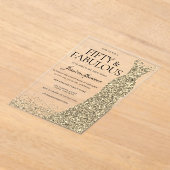 ゴールデンドレス女性50thバースデーパーティー アクリル招待状 (レイダウン)