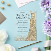 ゴールデンドレス女性70thバースデーパーティー アクリル招待状 (インサイチュ (ウェディング))