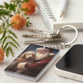 ゴールデンドードルウィズサンタクロースフェスティバルクリスマス キーホルダー (正面右)