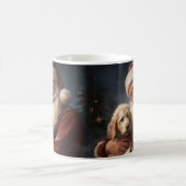 ゴールデンドードルウィズサンタクロースフェスティバルクリスマス コーヒーマグカップ (中央)