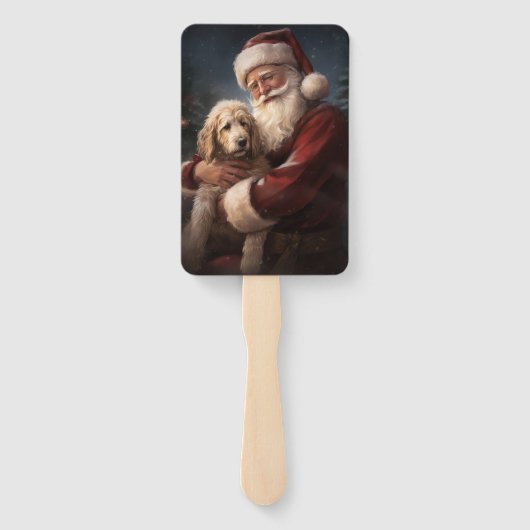 ゴールデンドードルウィズサンタクロースフェスティバルクリスマス ハンドファン (裏面)