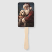 ゴールデンドードルウィズサンタクロースフェスティバルクリスマス ハンドファン (正面)