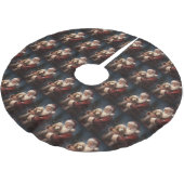 ゴールデンドードルウィズサンタクロースフェスティバルクリスマス ブラッシュドポリエステルツリースカート (アングル)