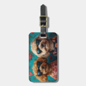 ゴールデンドードルウィズハートバラバレンタインデー ラゲッジタグ (正面縦)