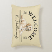 ゴールデンドードルカスタムーの家族の名歓迎 アクセントクッション (正面(垂直))