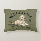 ゴールデンドードルカスタムーの家族の名歓迎 アクセントクッション (正面)