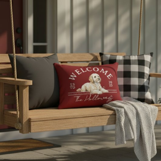 ゴールデンドードルカスタムーの家族の名歓迎 アクセントクッション
