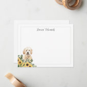 ゴールデンドードルサンフラワーユーカリパーソナライズされたプトゥス ノートカード (正面/裏面インサイチュ)