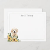 ゴールデンドードルサンフラワーユーカリパーソナライズされたプトゥス ノートカード (正面/裏面)