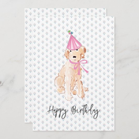 ゴールデンドードルドッグアート誕生日ハットケーキペットスウィート (正面/裏面)