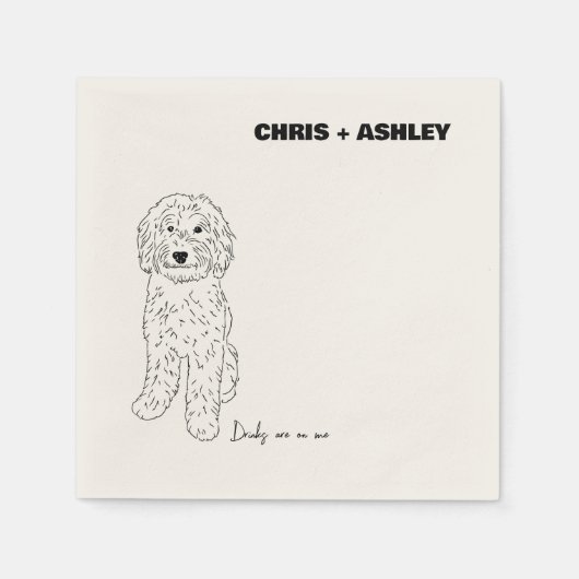 ゴールデンドードルドッグカクテルナプキン結婚for スタンダードカクテルナプキン (正面)