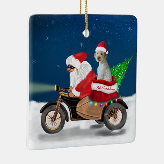 ゴールデンドードルドッグクリスマスサンタクロース陶磁器製ホーン セラミックオーナメント (右)