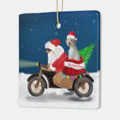 ゴールデンドードルドッグクリスマスサンタクロース陶磁器製ホーン セラミックオーナメント (左)