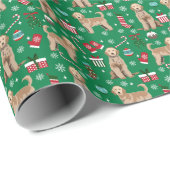 ゴールデンドードルドッグクリスマスホリデー ラッピングペーパー (ロールコーナー)
