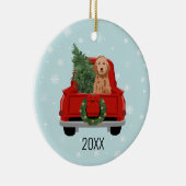 ゴールデンドードルドッグレッドクリスマストラックオーナメント セラミックオーナメント (右)