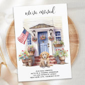 ゴールデンドードルパピー愛国的カスタムな犬の移動 案内状