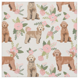 ゴールデンドードルピーチ花模様 ファブリック