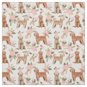 ゴールデンドードルピーチ花模様 ファブリック (見本)