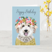 ゴールデンドードルフラワークラウンイラストレーション カード (黄色い花)