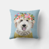 ゴールデンドードルフラワークラウンドッグイラストレーション クッション (裏面)