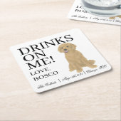 ゴールデンドードル結婚ドッグ スクエアペーパーコースター (アングル)