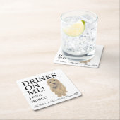 ゴールデンドードル結婚ドッグ スクエアペーパーコースター (インサイチュ)