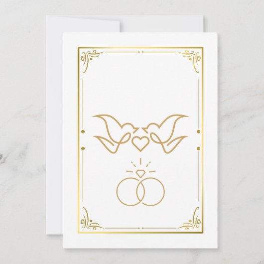 ゴールデンドーム&リングや輪 – エレガントウェディング招待状 招待状 (正面)