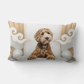 ゴールデンドールゴールデン背景フォトコラージュ ランバークッション (裏面)