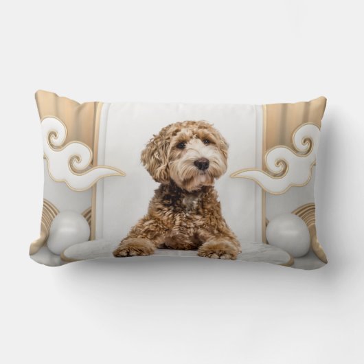 ゴールデンドールゴールデン背景フォトコラージュ ランバークッション (正面)