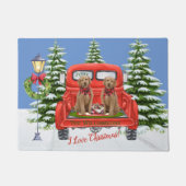 ゴールデンドールレッドヴィンテージトラックファミリー名 ドアマット (正面)