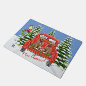 ゴールデンドールレッドヴィンテージトラックファミリー名 ドアマット (アングル)