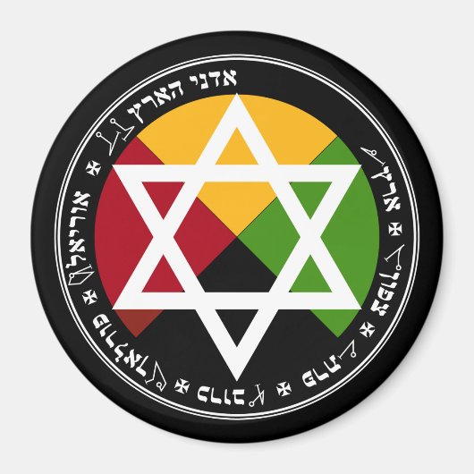 ゴールデンドーンアース星形五角形オンブラック マグネット (正面)